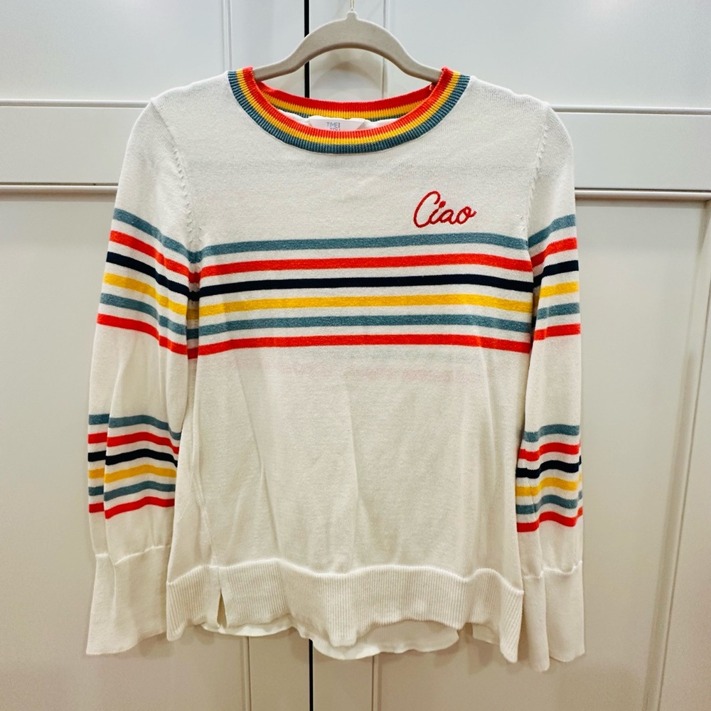 Time and Tru Vacation striped Ciao Sweater
